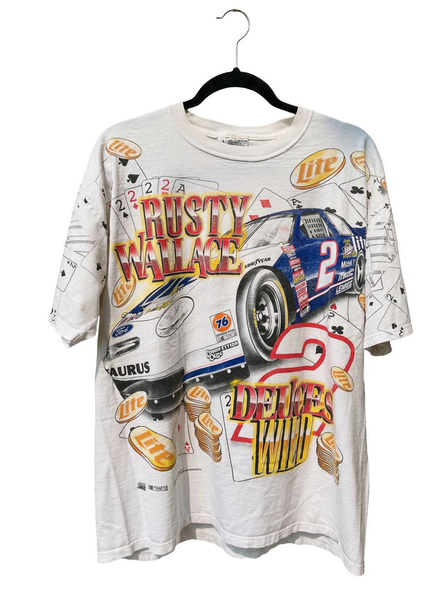 Vintage Rusty Wallace all over print racing tee
